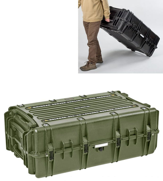 PLASTIC CASES WATERPROOF CASE 108x62x40+20 cm (260lt) w/ wheels - Green
