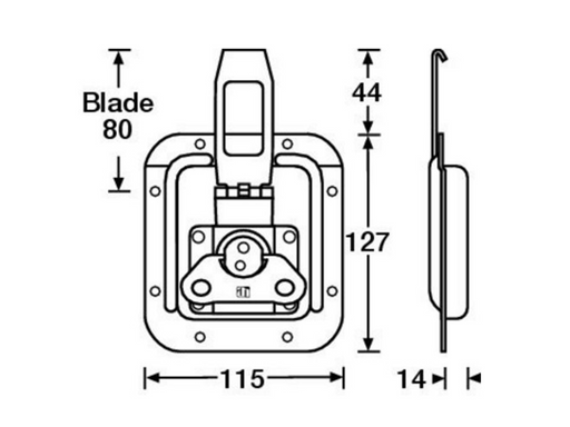 Adam Hall Hardware OverLatch Butterfly Latch Large 14 mm Deep