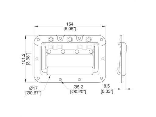 Adam Hall Hardware Recessed Sprung Handle Medium in Dish8mm Deep
