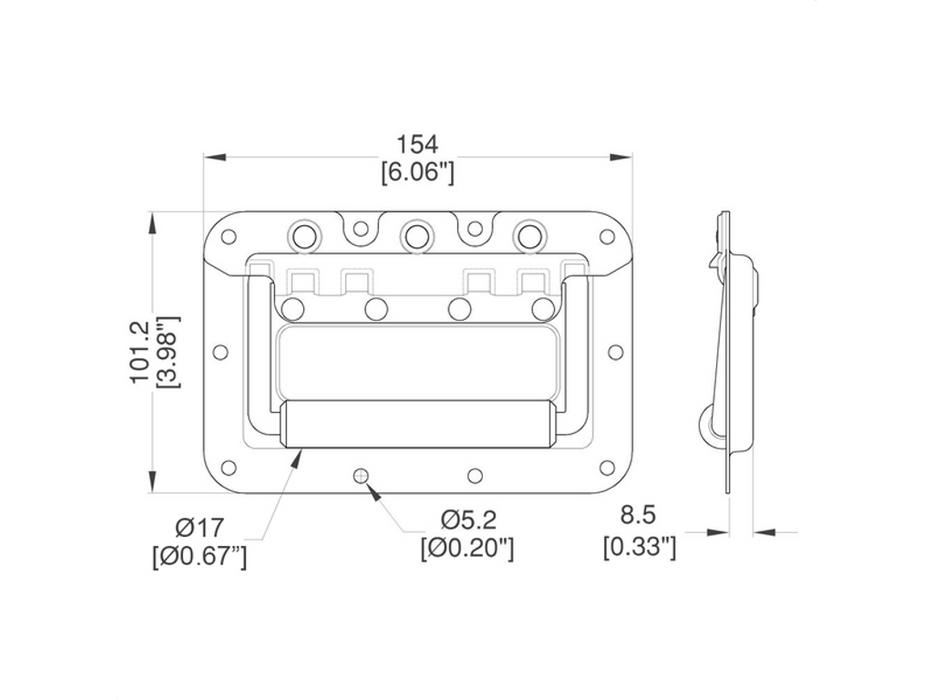 Adam Hall Hardware Recessed Sprung Handle Medium in Dish8mm Deep