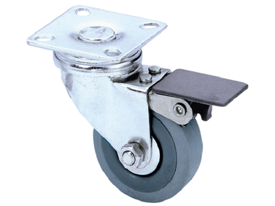 Adam Hall Hardware Swivel Castor 50 mm With Grey WheelAndBrake