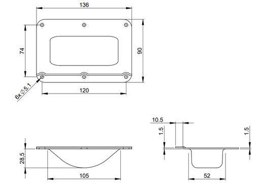 Adam Hall Hardware Castor Dish steel galvanised