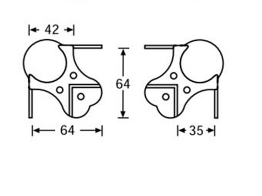 Adam Hall Hardware Ball Corner Large Three-Leg Cranked 35 mm 9 Holes