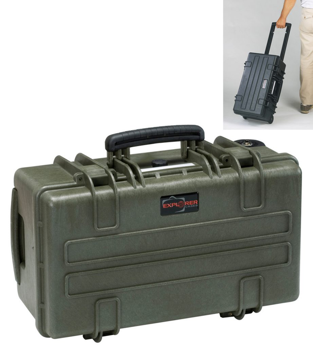 PLASTIC CASES WATERPROOF CASE 51x27x26 cm (31lt) w/ wheels - Green