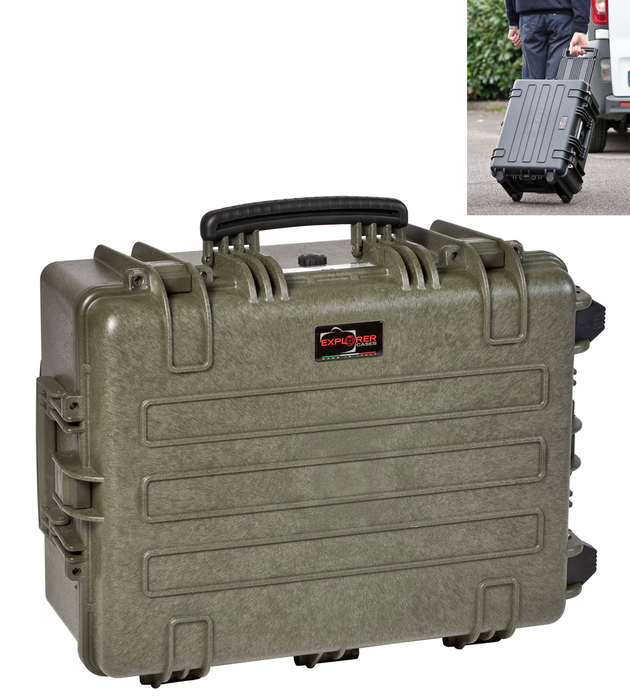PLASTIC CASES WATERPROOF CASE 53x40x31 cm (53lt) w/ wheels - Green