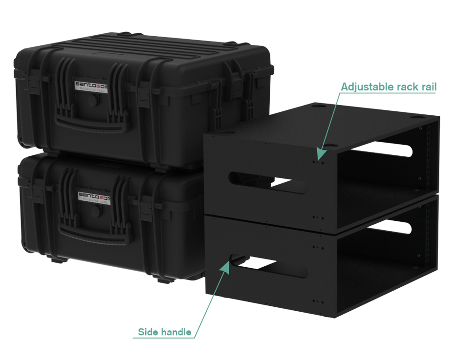 WATERPROOF CASE Plastic Case with wheels and rack sleeve 4U