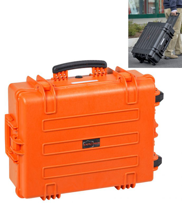PLASTIC CASES WATERPROOF CASE 58x44x22+6 cm (56.1lt) w/ wheels - Orange