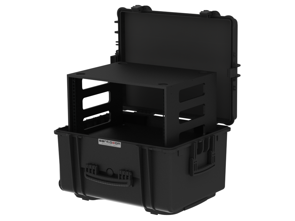 WATERPROOF CASE Plastic Case with wheels and rack sleeve 6U
