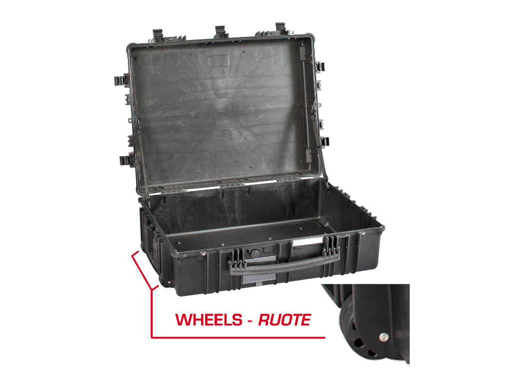 PLASTIC CASES WATERPROOF CASE 77x58x26.5+9 cm (118lt) w/ wheels