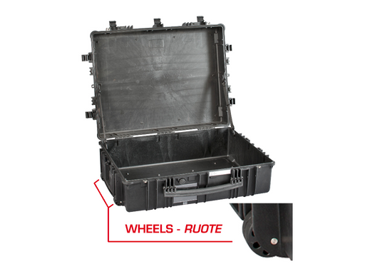 PLASTIC CASES WATERPROOF CASE 77x58x26.5+9 cm (118lt) w/ wheels
