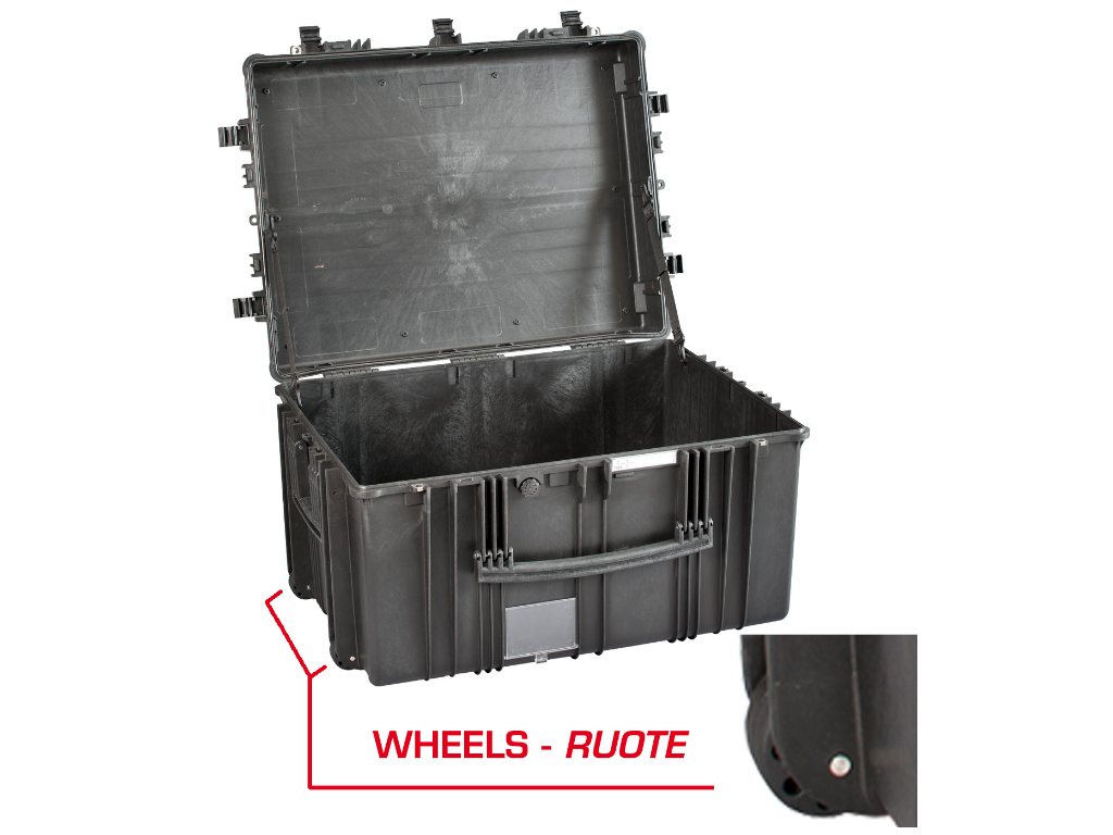PLASTIC CASES WATERPROOF CASE 77x58x45+9 cm (200lt) w/ wheels