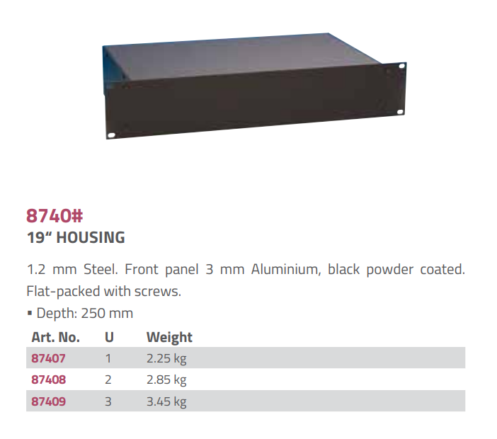 Adam Hall Hardware 19" Housing 1U RackMount