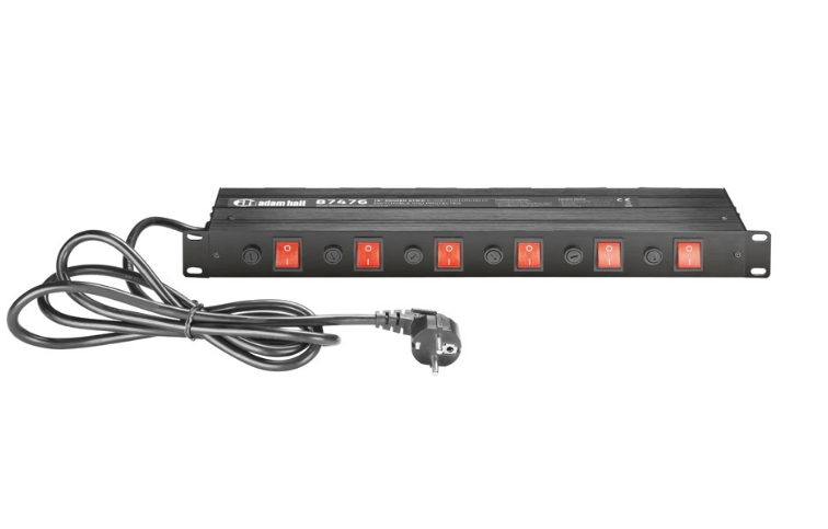 Adam Hall 19" Power strip 6-way, individually SwitchableAndprotected