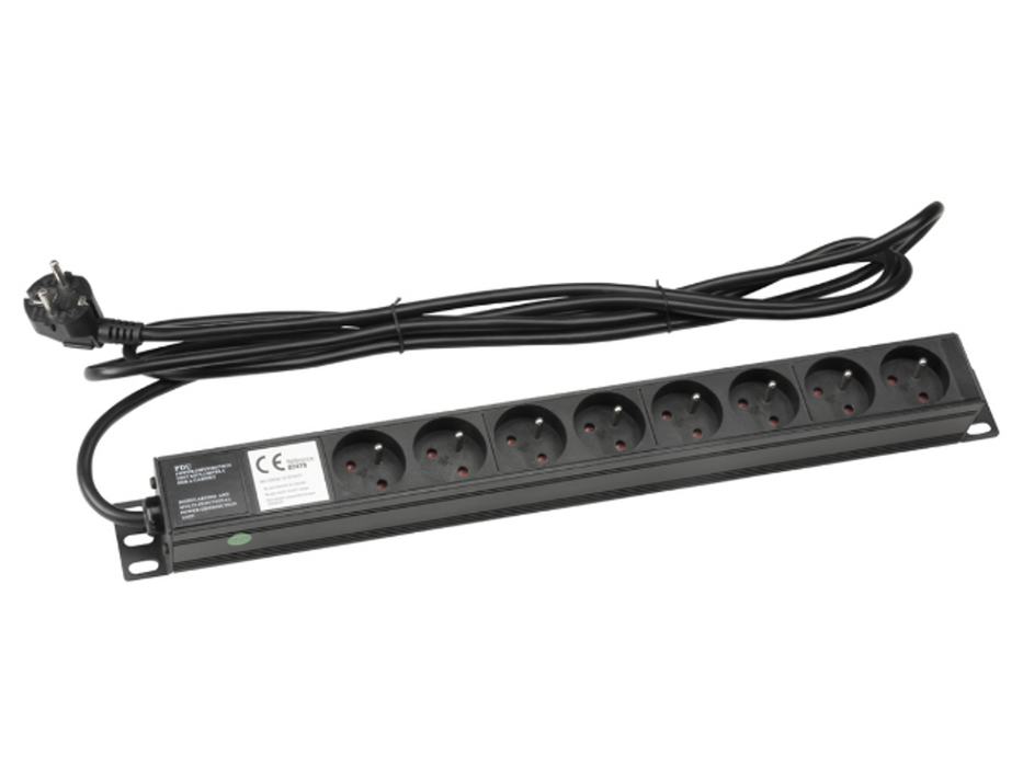 Adam Hall 19" Mains Power Strip 8 Sockets french, 1U