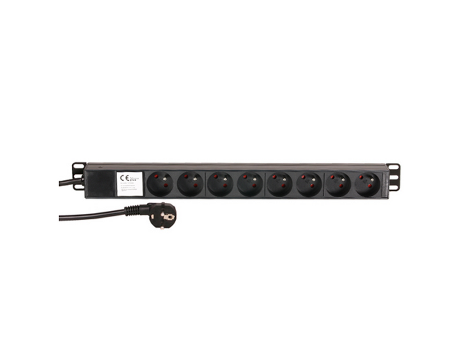 Adam Hall 19" Mains Power Strip 8 Sockets french, 1U