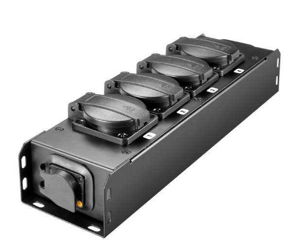 Power Box Powercon, IN TRUE1 + 4x Schuko + TRUE1