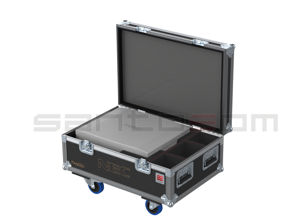 Santosom Video Projector Flight case PRO, NEC PA653U + 2 lens