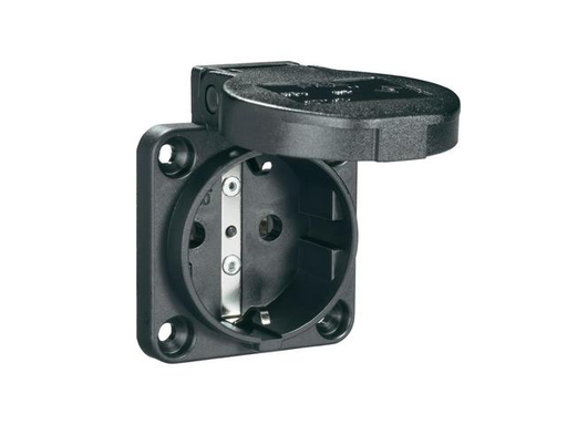 Pce Schuko 2P+T panel socket - black
