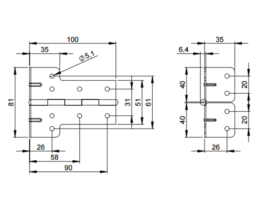 Adam Hall Hardware Combination Of HingeAnd2 Corner Braces