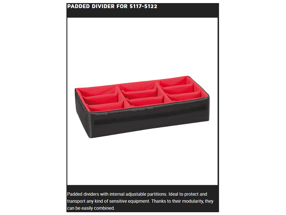 PLASTIC CASES ACCESSORY Padded DIVIDER For 5117 - 5122