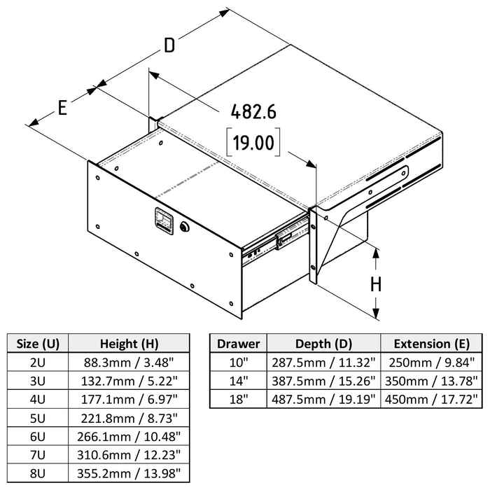 SANTOSOM Rack Drawer 4U Aluminium ERGO (19"x10")