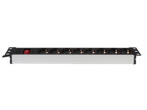 Adam Hall 19" Mains Power Strip 8 Sockets, 1U