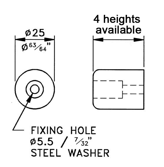 Adam Hall Hardware Rubber Foot Black With Steel Insert 25x25mm