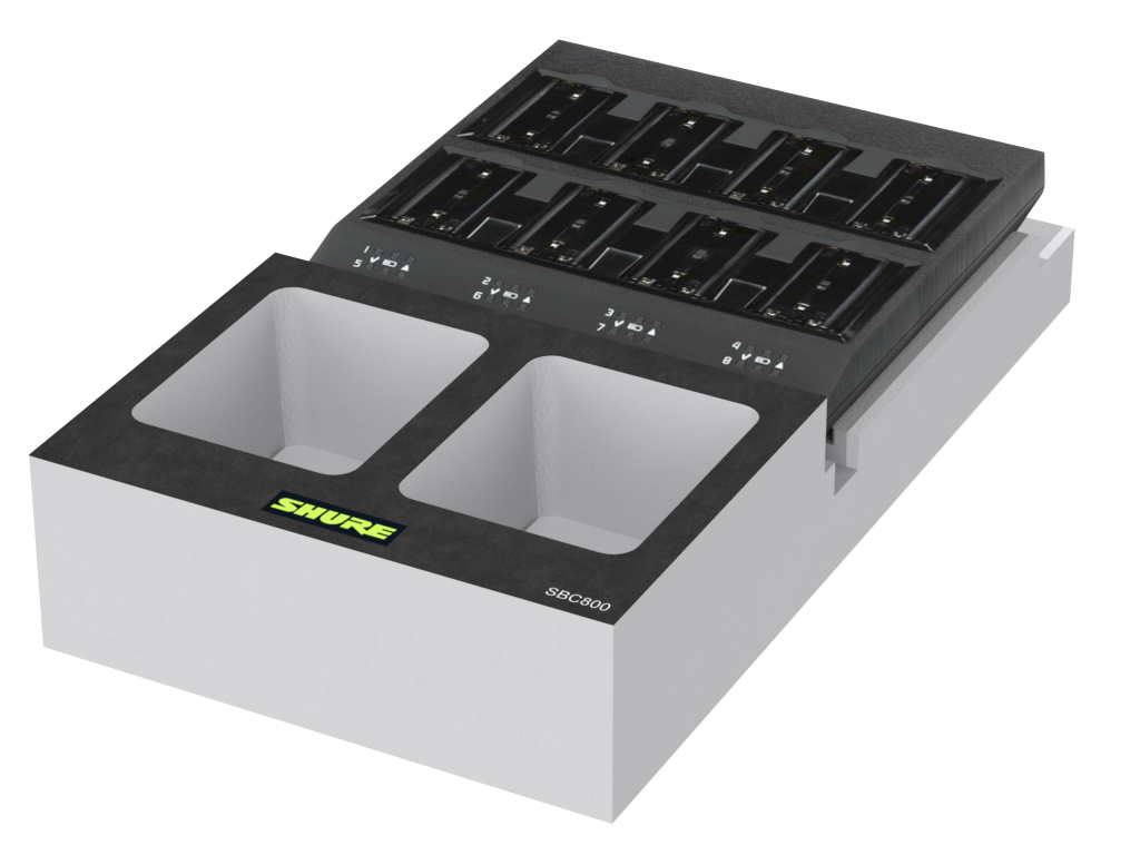 SANTOSOM Modular Foam 2U, Shure 1x Shure SBC800 + Acess.