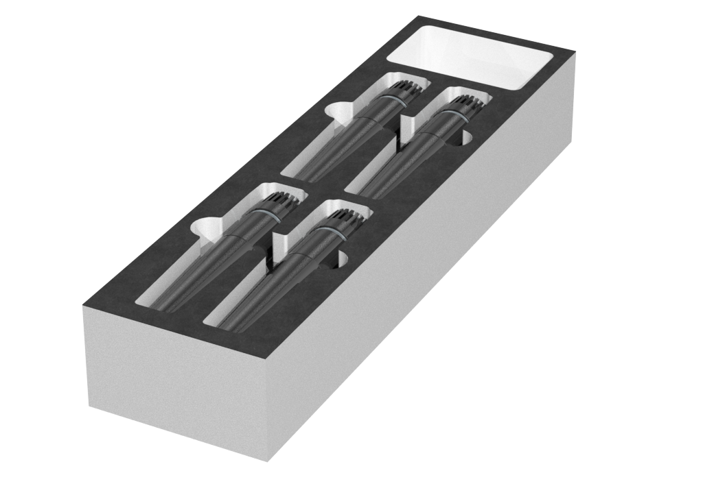 SANTOSOM Modular Foam 2U, 4x Shure SM57