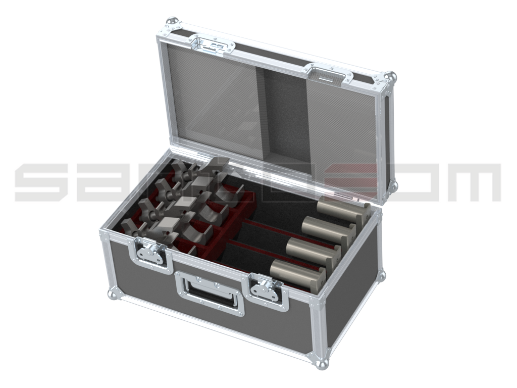 Santosom Rigging Flight case, 4x Nexo "U" Braquet for PS8 + clamps
