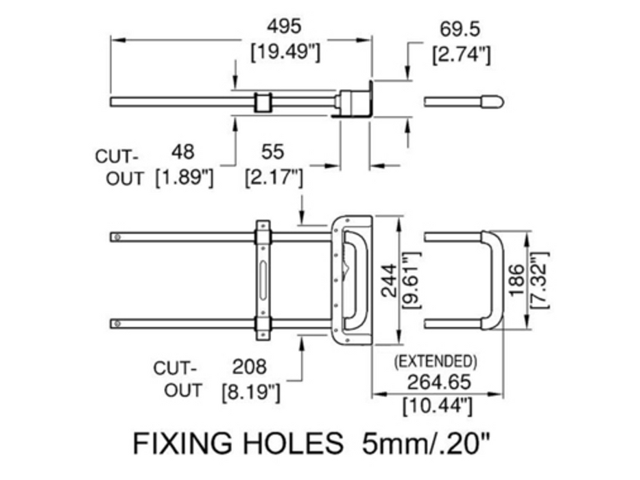 Adam Hall Hardware Extendable Handle 264mm