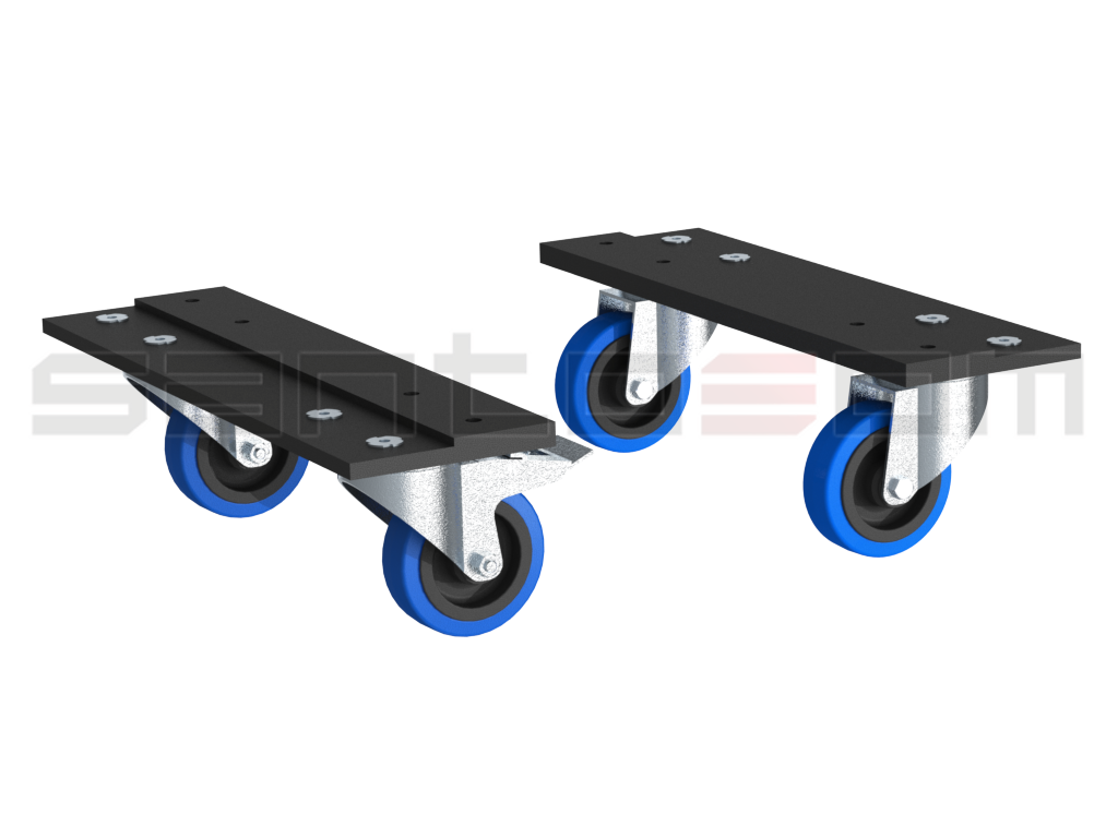 Santosom Accessory Kit 2 wheel Support + 4 Wheels 100mm (2 With Brake)