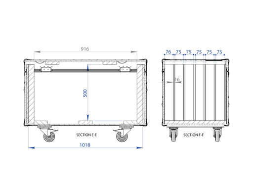 Santosom Display Flight case, 10x Led (2x575)x110x575mm