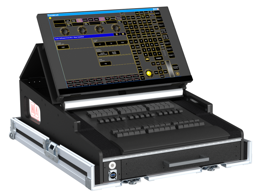 Santosom Lighting controller Flight case PRO-5, GrandMA2 OnPc Fader Wing