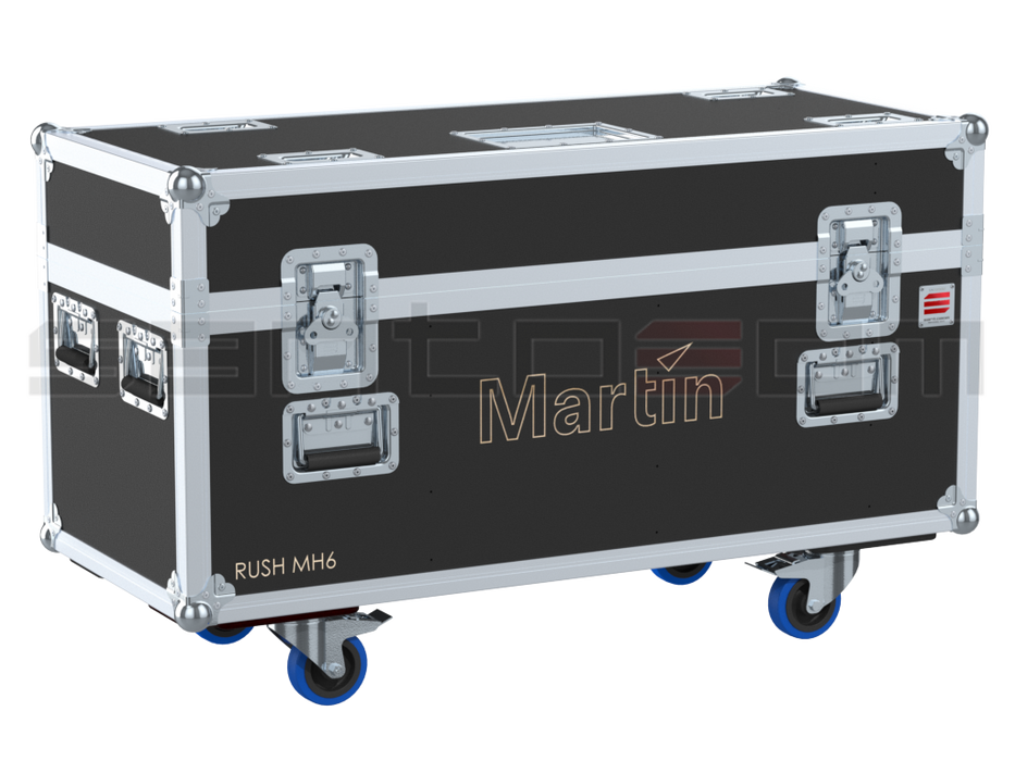 Santosom Moving Head Flight case PRO, 6x Martin Rush Mh6, clamps on