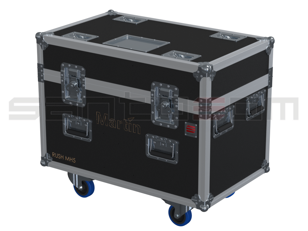 Santosom Moving Head Flight case PRO, 4x Martin Rush MH5, clamps on