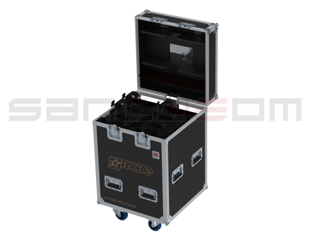Santosom Moving Head Flight case PRO, 2x Robe MegaPointe (clamps on)