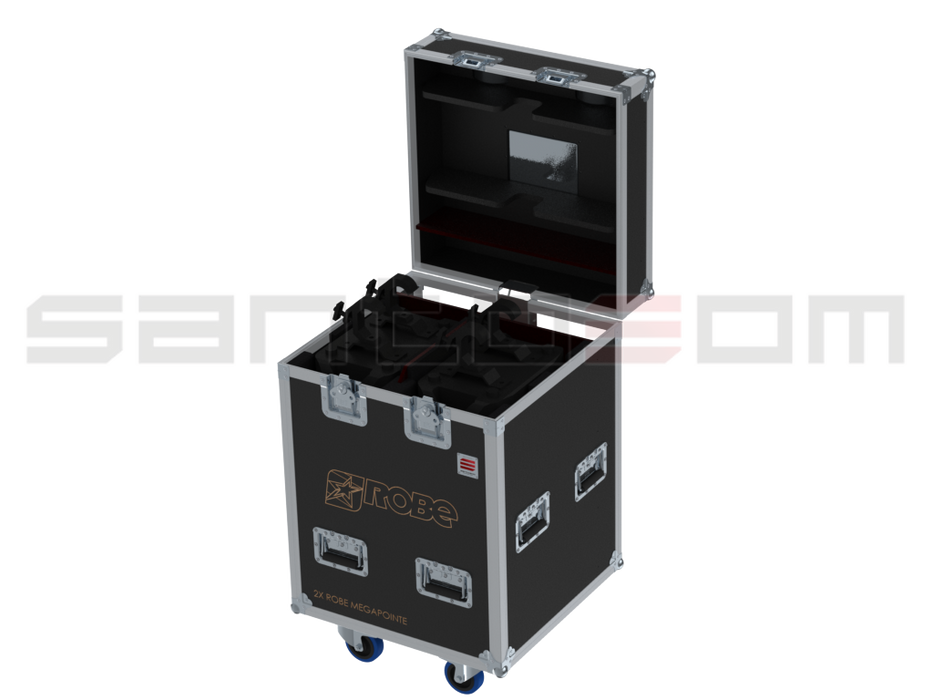 Santosom Moving Head Flight case PRO, 2x Robe MegaPointe (clamps on)