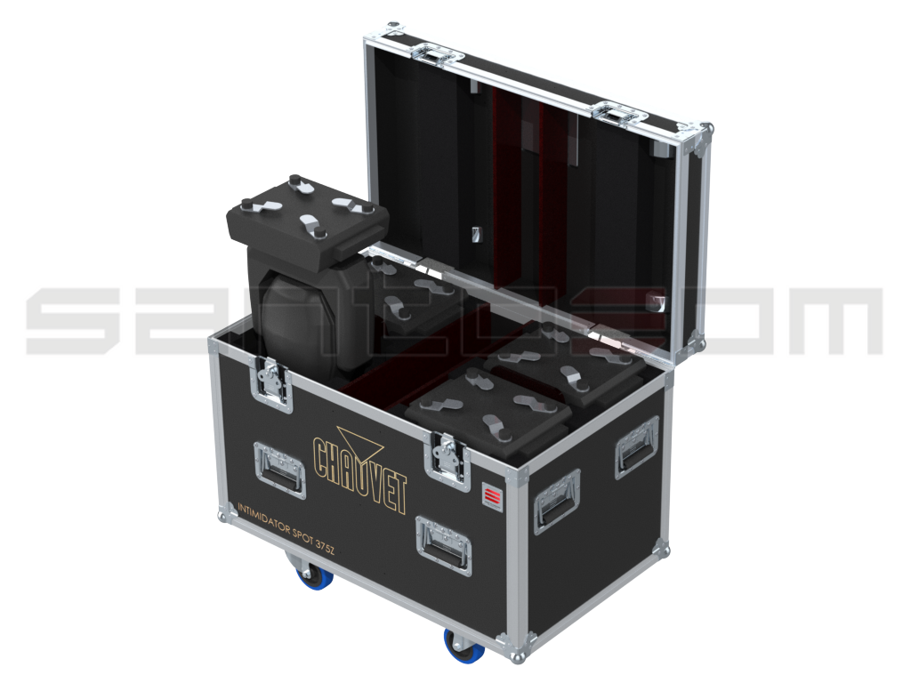 Santosom Moving Head Flight case PRO, 4x Chauvet Intimidator Spot 375Z IRC
