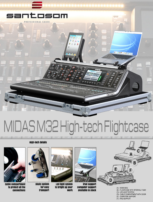 Santosom Mixer Flight case PRO, MIDAS M32
