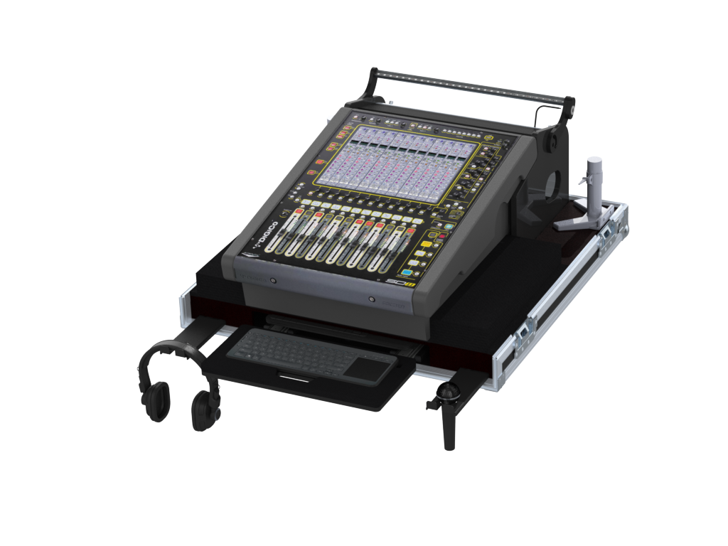 SANTOSOM MIXER Flight case PRO-32, DiGiCo SD11/11i/11B (w/ 2x Swivel Arm)