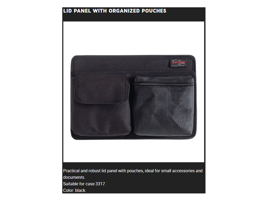 PLASTIC CASES ACCESSORY LID Panel With ORGANIZED POUCHES