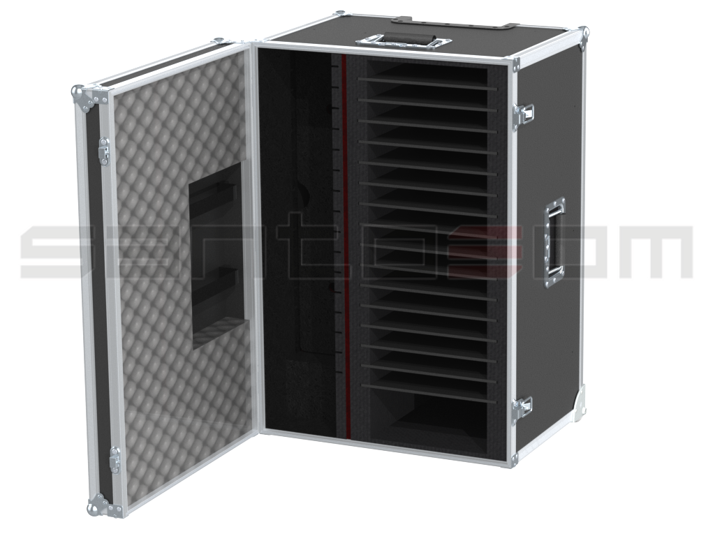 Santosom Flight case, 16x Tablet/PC (300x220x30) w/power