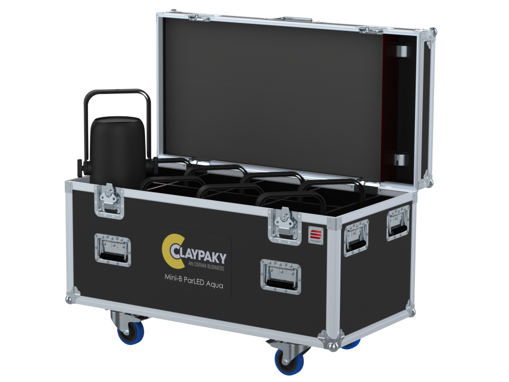 Santosom Flight case PRO-2, 8x Clay Paky Mini-B ParLED Aqua
