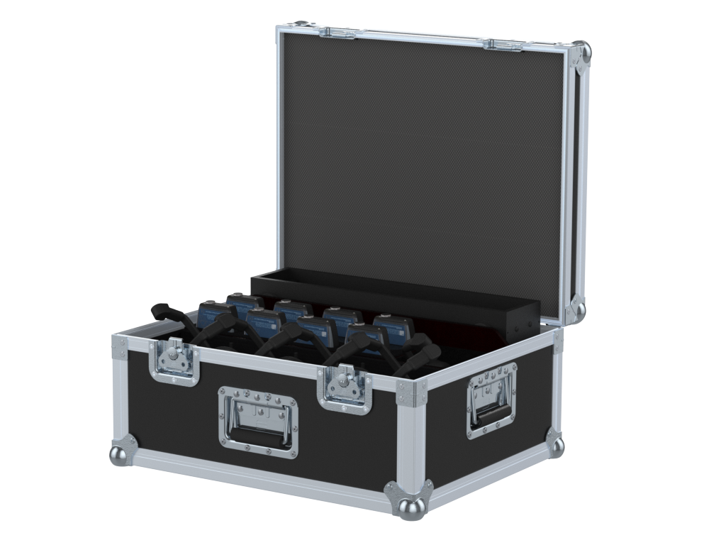 SANTOSOM Flight case PRO, 8x Intercom Station + Beltpacks + Headsets