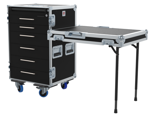 SANTOSOM Roadcase Serie 100, 16U 6 drawers: 2, 2, 3, 3, 3, 3U