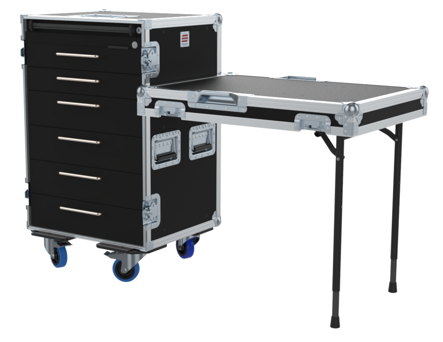 SANTOSOM Roadcase Serie 100, 16U 6 drawers: 2, 2, 3, 3, 3, 3U