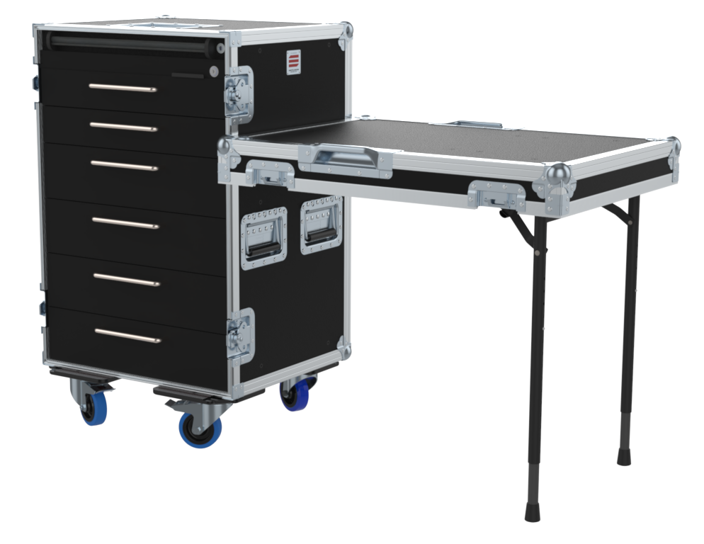 SANTOSOM Roadcase Serie 100, 16U 6 drawers: 2, 2, 3, 3, 3, 3U