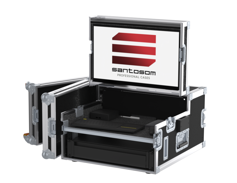 Santosom Flight case Regie 4, Video Production Controller+LCD+19" 3U