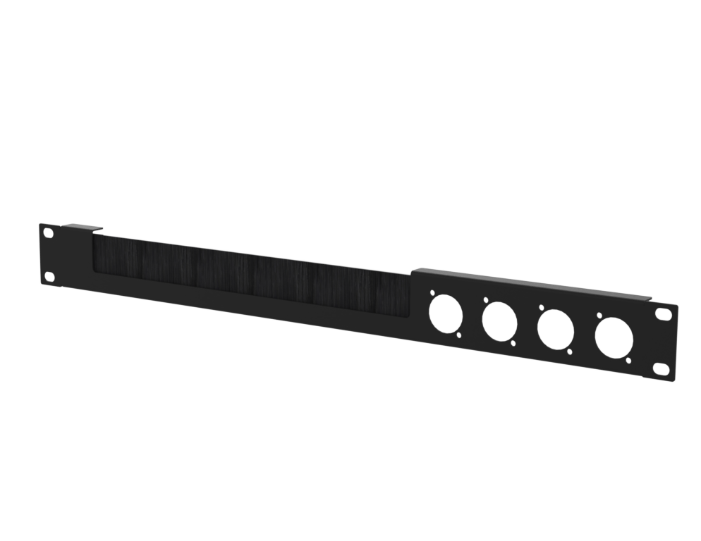 SANTOSOM HARDWARE Painel de Rack 1U com janela para escova, 4x D-Size